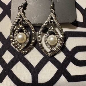 Elegant Silver and Pearl Drop Earrings
